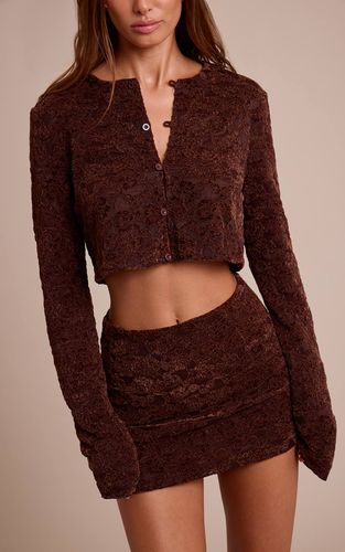 Dark Brown Ensemble Jupe Mini Taille Mi-haute En Dentelle | Taille 42 - PrettyLittleThing - Modalova