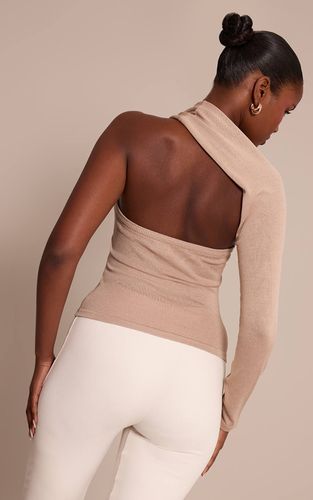 Oatmeal Haut En Maille Asymétrique Avec Détail De Finition | Taille XS - PrettyLittleThing - Modalova