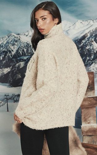 Oatmeal Synthétiquell En Maille Oversize Chiné Avec Slogan Brodé | Taille XS - PrettyLittleThing - Modalova