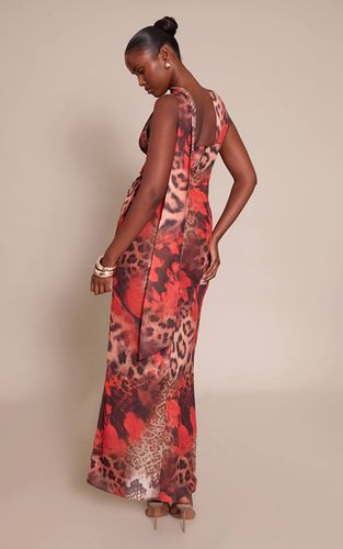 Leopard Robe Maxi En Mousseline À Imprimé Floral Et Foulard | Taille 32 - PrettyLittleThing - Modalova