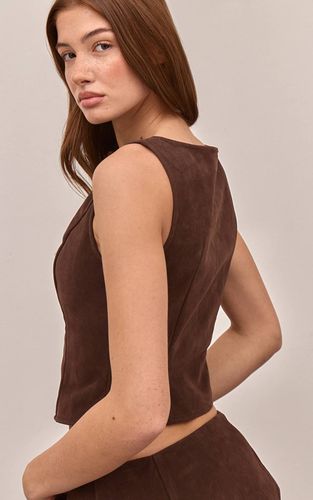 Dark Brown Ensemble Coordonné Gilet Boutonné En Synthétique | Taille 42 - PrettyLittleThing - Modalova
