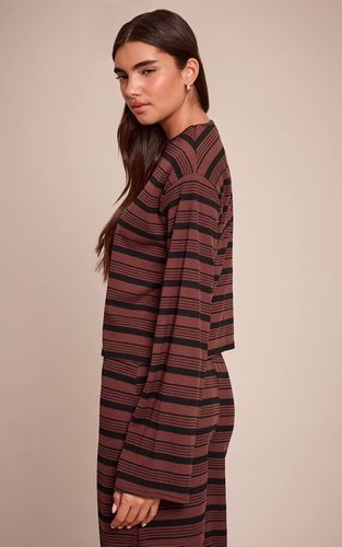 Dark Brown Haut Polo Oversize Ultra Doux À Rayures | Taille 34 - PrettyLittleThing - Modalova