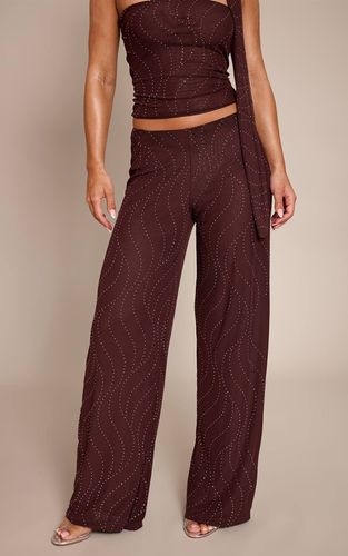 Dark Brown Pantalon Large En Mesh Orné De Strass Thermocollants | Taille 42 - PrettyLittleThing - Modalova