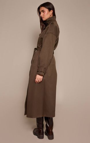 Dark Khaki Trench-coat À Col Montant | Taille XS - PrettyLittleThing - Modalova