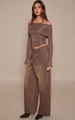 Jean Large Slouchy Asymétrique Extrême Chocolat | Taille 42 - PrettyLittleThing - Modalova