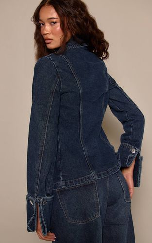 Chemise En Denim Cintrée Bleu Foncé | Taille 32 - PrettyLittleThing - Modalova