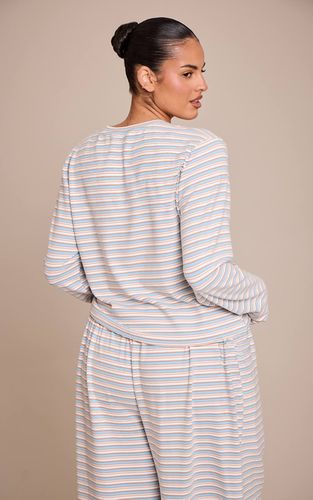 Light Blue Ensemble Haut À Manches Longues En Polaire Douce Rayée Grande Taille | Taille Large - PrettyLittleThing - Modalova