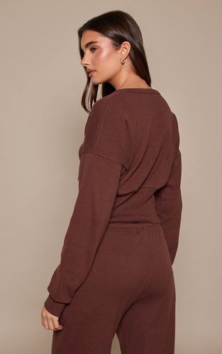 Dark Brown Ensemble Cardigan Côtelé Doux À Taille Cintrée | Taille 32 - PrettyLittleThing - Modalova