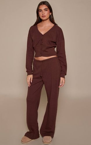 Dark Brown Ensemble Pantalon Côtelé Souple À Taille Élastiquée | Taille 42 - PrettyLittleThing - Modalova