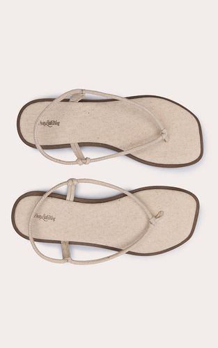 Natural Sandales Tongs Minimalistes En Lin À Bout Carré | Taille 37 - PrettyLittleThing - Modalova