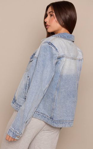 Mid Blue Wash Veste En Jean Bleu Moyen À Épaulettes Extrêmes | Taille 32 - PrettyLittleThing - Modalova