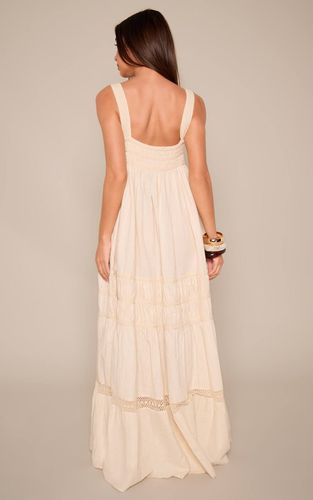 Natural Robe Longue À Détails Brodés Effet Lin | Taille 32 - PrettyLittleThing - Modalova