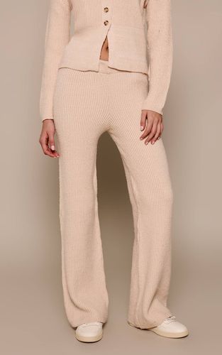 Oatmeal Pantalon Large En Maille Brossée | Taille XS - PrettyLittleThing - Modalova