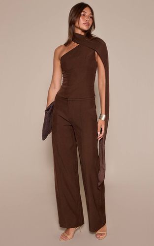 Dark Brown Pantalon Tailleur Tissé Avec Détails De Coutures | Taille 42 - PrettyLittleThing - Modalova