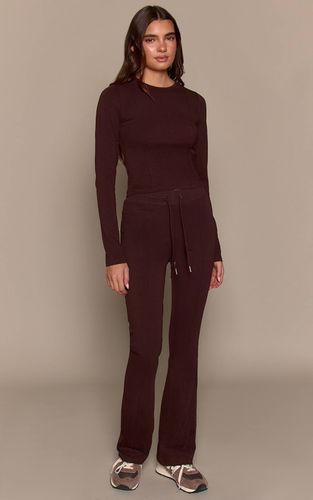 Dark Brown Pantalon Évasé Skinny Taille Mi-haute En Coton Avec Détails De Coutures Coordonné | Taille 32 - PrettyLittleThing - Modalova