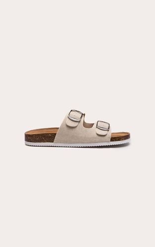 Natural Sandales À Semelle Anatomique En Faux Lin Avec Double Boucle | Taille 41 - PrettyLittleThing - Modalova