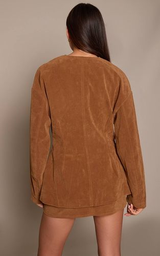 Deep Taupe Ensemble Blazer Sans Col En Synthétique À Manches Cocon | Taille 42 - PrettyLittleThing - Modalova