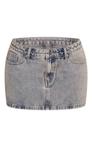 Mini-jupe En Jean Taille Basse Micro Mini À Clous Petite | Taille 42 - PrettyLittleThing - Modalova