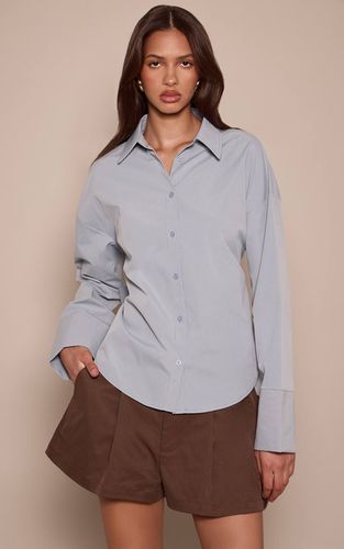Light Blue Chemise Oversize En Coton Avec Détail De Lien Noué Au Dos | Taille 32 - PrettyLittleThing - Modalova