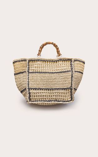 Sac De Plage En Raphia Rayé Avec Anses En Bambou - PrettyLittleThing - Modalova