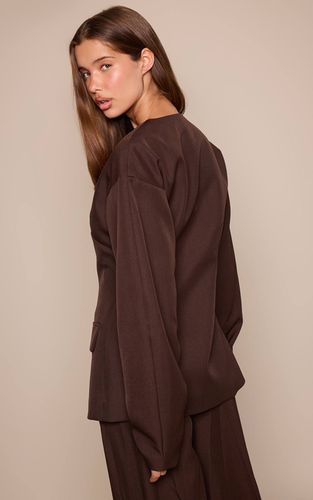 Dark Brown Ensemble Blazer Coordonné Taille Cintrée Manches Cocon Avec Détails Contrastés | Taille 42 - PrettyLittleThing - Modalova