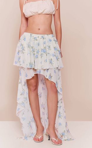 Light Blue Jupe Longue Étagée À Volants En Mousseline Imprimé Fleuri Bleu | Taille 42 - PrettyLittleThing - Modalova
