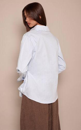 Light Blue Chemise Oversize En Coton Avec Détails Drapés Et Finitions Contrastées | Taille 32 - PrettyLittleThing - Modalova