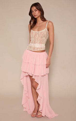 Light Pink Jupe Maxi À Volants Étagés En Mousseline | Taille 42 - PrettyLittleThing - Modalova