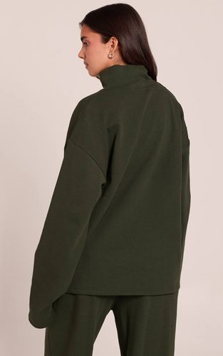 Dark Green Sweat-shirt Col Montant À Coutures Entrelacées | Taille XS - PrettyLittleThing - Modalova