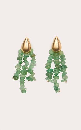 Jade Green Boucles D'oreilles Drapées En Jade Doré Avec Perles - PrettyLittleThing - Modalova