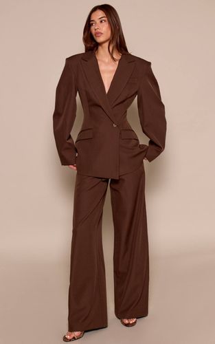 Dark Brown Pantalon Tailleur Tissé Taille Haute | Taille 32 - PrettyLittleThing - Modalova