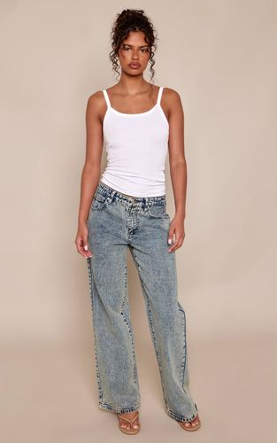Jean Droit En Denim À Laçage Au Dos | Taille 42 - PrettyLittleThing - Modalova
