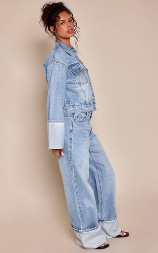 Mid Blue Wash Jean Bleu Moyen À Ourlet Retroussé Profond | Taille 32 - PrettyLittleThing - Modalova