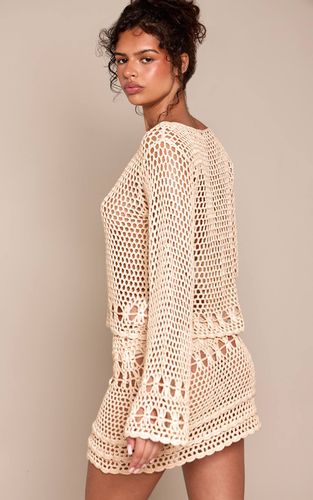 Oatmeal Haut À Manches Longues En Crochet Ajouré | Taille XS - PrettyLittleThing - Modalova
