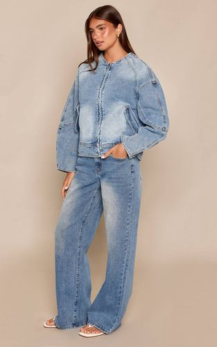 Mid Blue Wash Jean Taille Basse Coupe Large | Taille 42 - PrettyLittleThing - Modalova