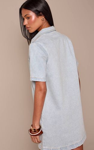 Light Blue Robe Chemise En Denim À Surpiqûres Contrastantes Tall | Taille 42 - PrettyLittleThing - Modalova