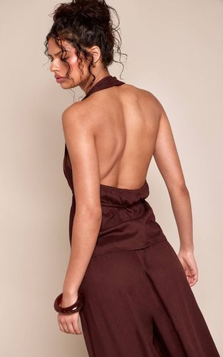 Dark Brown Haut Long Chiné À Taille Nouée Avec Cordon Co-ord | Taille 42 - PrettyLittleThing - Modalova