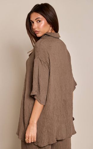 Dark Brown Ensemble Coordonné Chemise Texturée Tissée Oversize À Manches Courtes | Taille 32 - PrettyLittleThing - Modalova