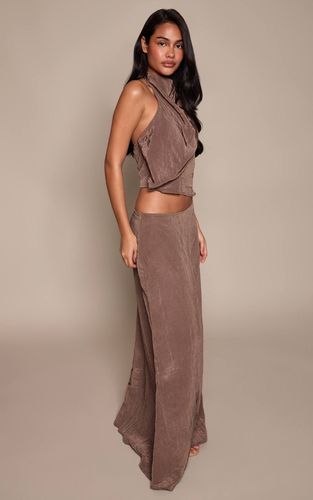 Dark Brown Jupe Longue Fluide Texturée Tissée Ensemble Coordonné | Taille 42 - PrettyLittleThing - Modalova