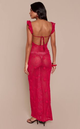 Fuschia Robe Longue À Bretelles À Volants Texturée | Taille 42 - PrettyLittleThing - Modalova