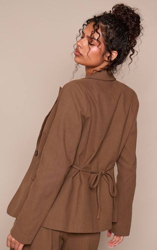 Dark Brown Blazer Ajusté Effet Lin Ensemble Coordonné | Taille 36 - PrettyLittleThing - Modalova