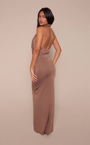 Deep Taupe Robe Maxi Plongeante À Détail Torsadé Toucher Doux | Taille 42 - PrettyLittleThing - Modalova