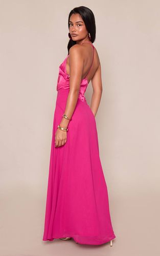Robe Longue En Satin À Bretelles Contrastées | Taille 32 - PrettyLittleThing - Modalova