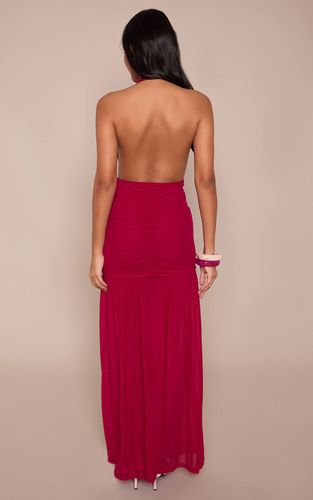 Robe Longue En Mousseline À Décolleté Plongeant Avec Détail Floral | Taille 42 - PrettyLittleThing - Modalova