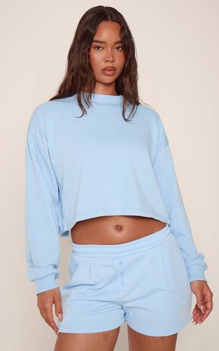 Light Blue Sweat-shirt Court À Dos Croisé | Taille XS - PrettyLittleThing - Modalova