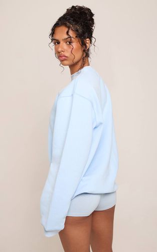 Light Blue Sweat-shirt Ample Col Rond En Molleton De Coton | Taille XL - PrettyLittleThing - Modalova