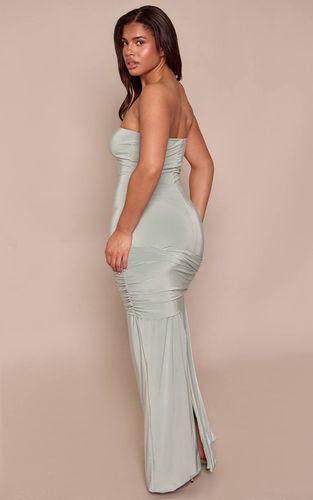Sage Green Robe Maxi Moulante Bandeau Avec Lien À Nouer À La Taille | Taille 42 - PrettyLittleThing - Modalova