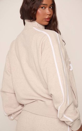 Oatmeal Sweat-shirt Zippé À Appliqué Monaco Contrasté | Taille XS - PrettyLittleThing - Modalova