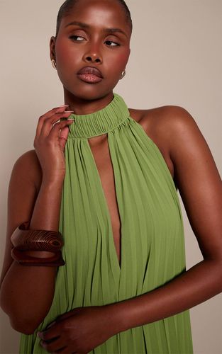 Lime Green Robe Maxi Plissée À Col Montant | Taille 42 - PrettyLittleThing - Modalova