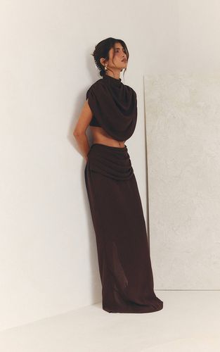 Dark Brown Jupe Longue Plissée Drapée En Mousseline Ensemble Coordonné | Taille 38 - PrettyLittleThing - Modalova